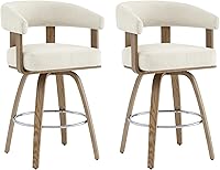 Vista 1 de CHITA Juego de 2 taburetes de bar giratorios de altura de mostrador, taburetes de bar tapizados de poliéster con respaldo y reposabrazos para isla