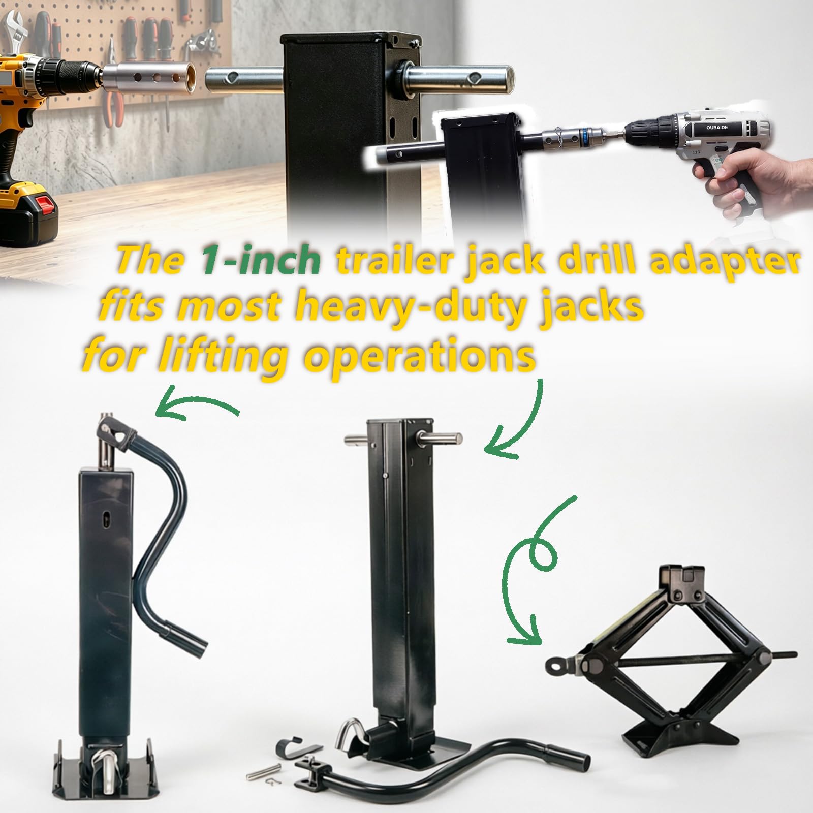 Trailer Jack Drill Adapter Compatible1 Inch Drive Shaft Heavy Duty Stainless Steel Power Jack Tool with 1/2" Socket Bit, Fits RV Camper,Construction Trailers — Amazon image 6