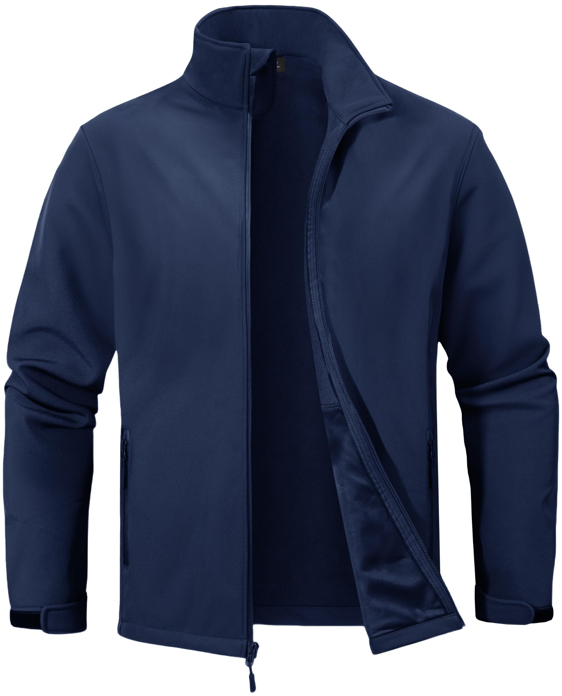 ZITY Men's Softshell Jacket Fleece Lined Lightweight Waterproof Rain Jacket Zip Up Soft Shell Windproof Windbreaker