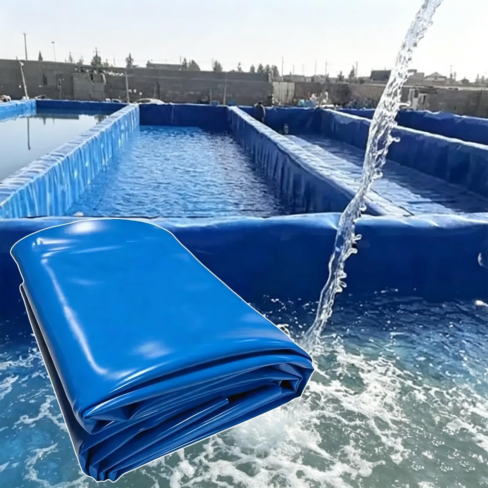 Yopappol Landscape Blue HDPE Pond Liner, Easy Cut Flexible Waterproof Pond Underlayment Liner for Custom Size Backyard Fish Pond, Patio Pool and Natural Water Feature(2x6m(6.5x19.7ft))