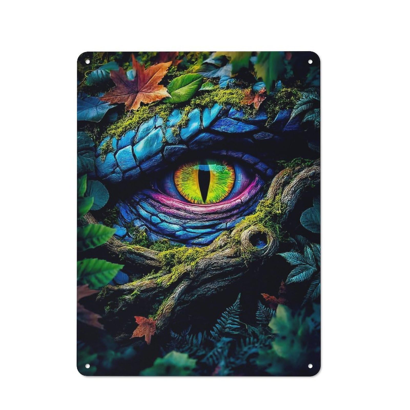 Junmoney Dragon's Eye In The Forest -3 Tin Wall Plaque 40X30cm With For Hobby Room Or Studio, For Updating Hobby Room And Studio After Moving