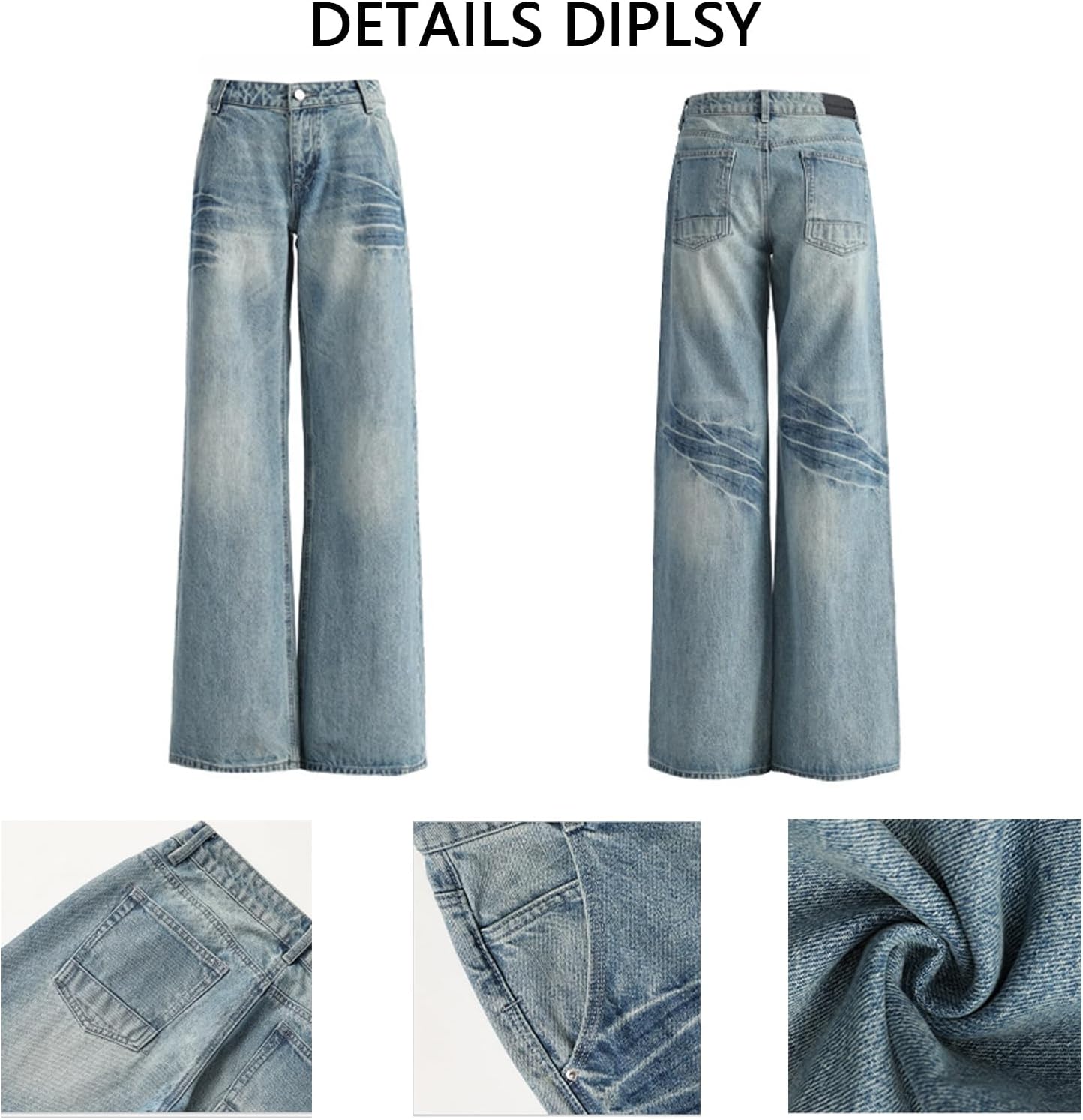 Low Rise Baggy Jeans for Women Wide Leg Y2k Boyfriend Jeans Vintage Washed Loose Fit Mom Denim Pants Streetwear - Image 6