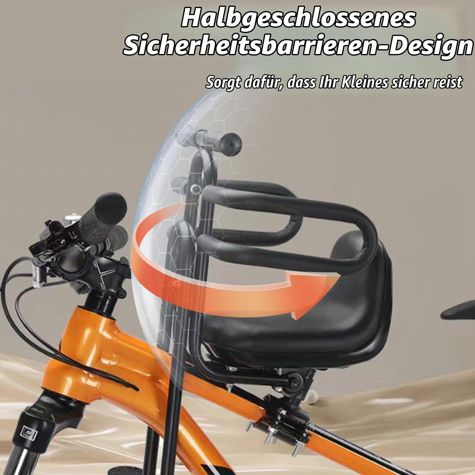 Fahrradsitz Kinder Vorne Mountainbike Vorderer Kinderfahrradsitz für Mountainbike & Cityrad Klappbare Fußstützen,Sicherheitsbügel & Gepolsterter Sitz für 2–6 Jahre (bis 30 kg)