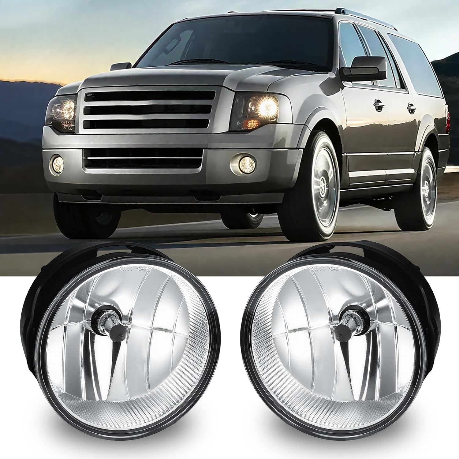 Daikokuya Halogen Fog Lights Comaptible with Ford Expedition 2007 2008 2009 2010 2011 2012 2013 2014, Compatible with 2008-2011 Ford Ranger, Upgrade and Modified 1 Pair Fog Lamp, Fog Light Assembly