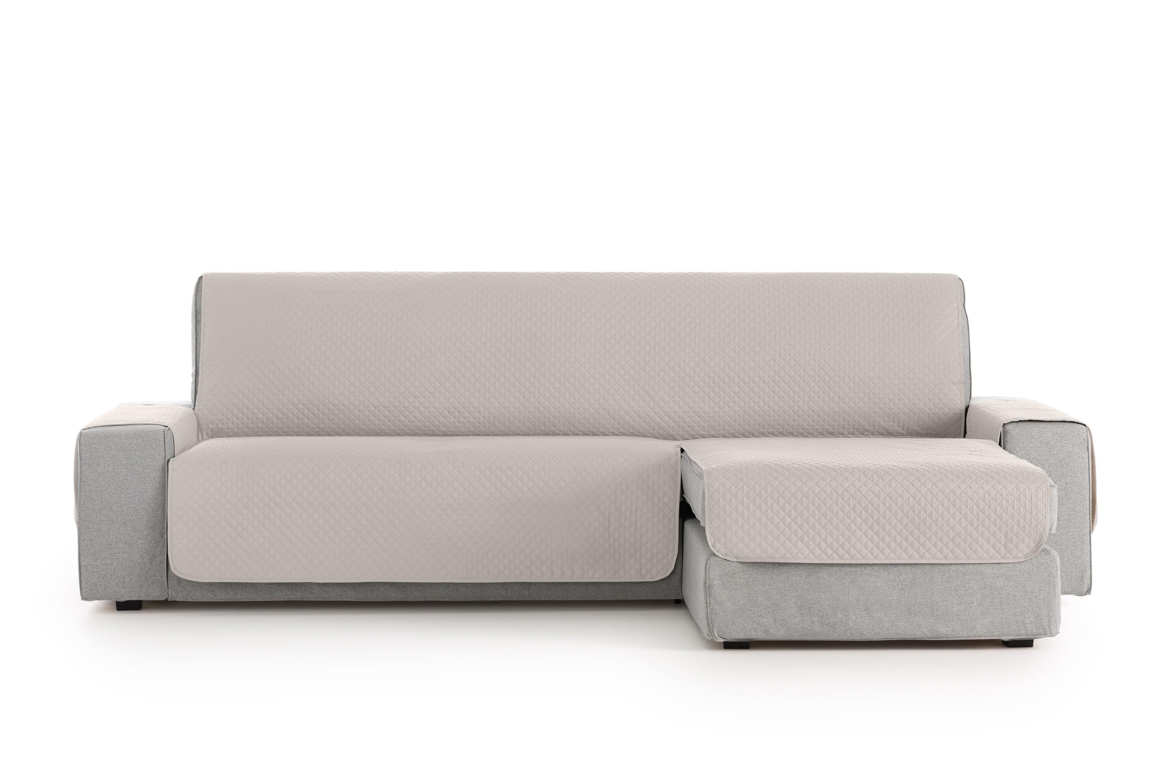 Textilhome Copridivano 3 Posti con Penisola Destro Adele – Trapuntato Reversibile Universale Avorio | Copri divano Angolare 240 cm, Salvadivano Antigraffio per Gatti, Antimacchia