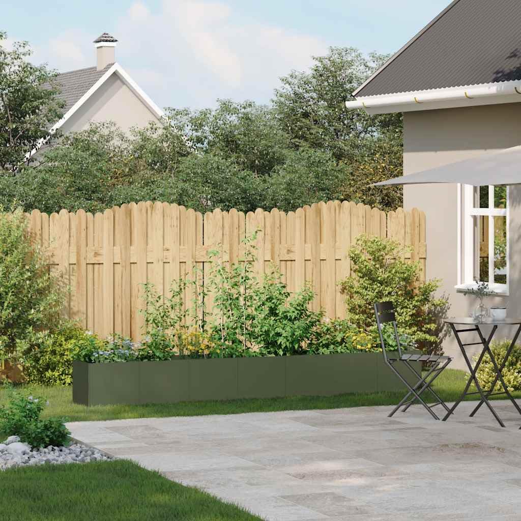 Giardino Verde Oliva 280x40x40 cm Acciaio Lamine a Freddo | Supporto interno rinforzato, fondo aperto per drenaggio, per giardino balcone patio