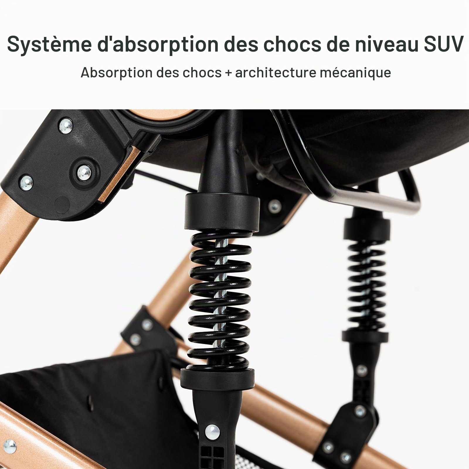 Poussette 3 en 1 Pour Bébé Avec Couffin Réversible, Poussette de Voyage Compacte et Portable,Ensemble de Chariot de Voyage Léger(BLACK)