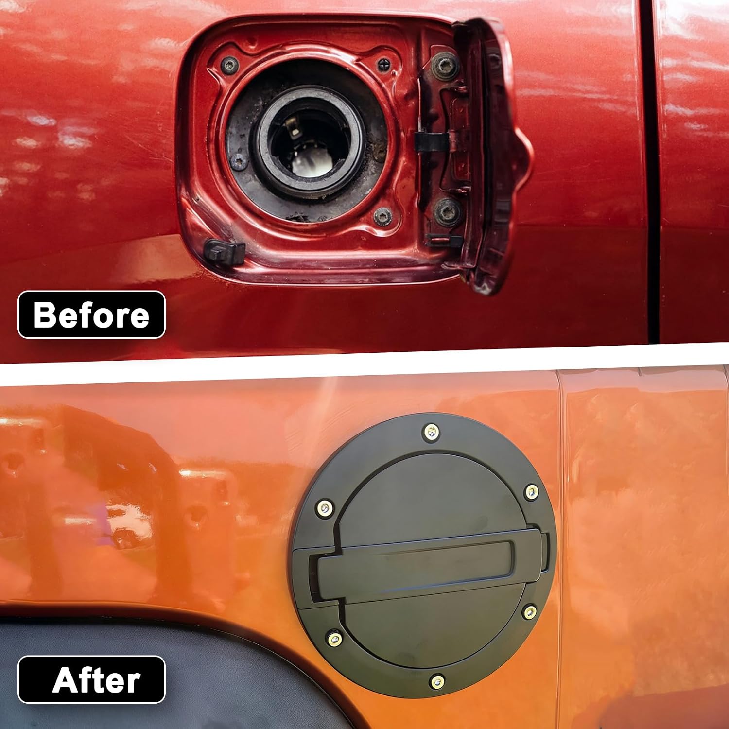 MuHize Fuel Cover for Jeep Wrangler JK 2007-2017 JK & Unlimited 2 door and 4 door, Aluminum,Black, Replacement Accessories