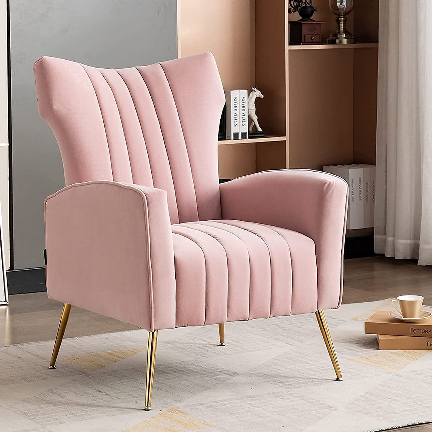 Amazon｜ソファー 1人掛け ハイバック ソファ ベルベット モダン