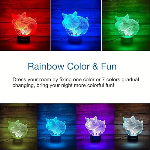 Miniatura 2 de Lámpara de decoración 3D de cerdo con control remoto, juguetes para habitación de niñas y niños, luz nocturna, regalos para niños y bebés