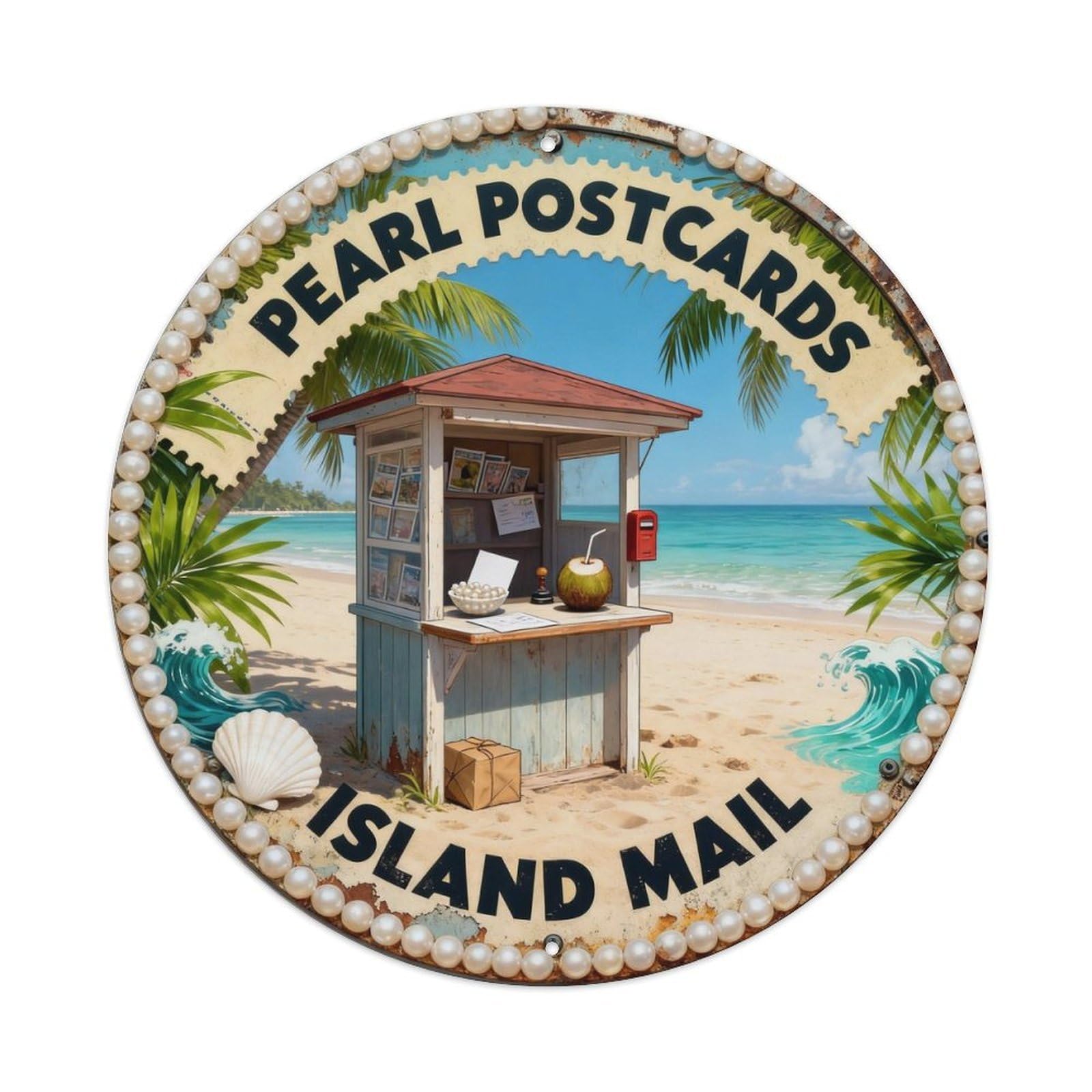 Pearl Postcards Sign Metal Tin Sign Plaque