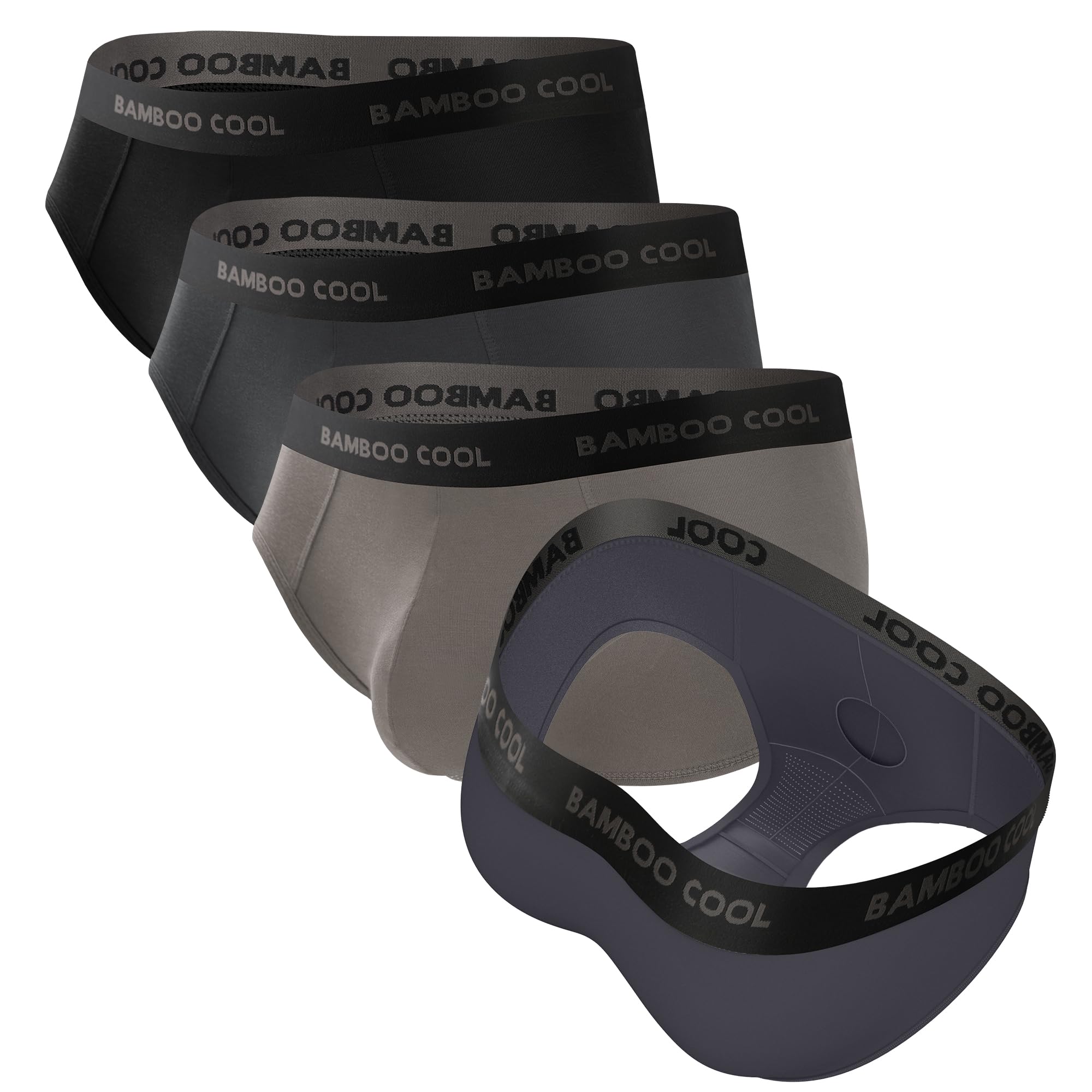 BAMBOO COOL Mens Underwear Briefs Dual Pouch Briefs Ultra Soft Breathable Briefs Horizontal Fly Underwear