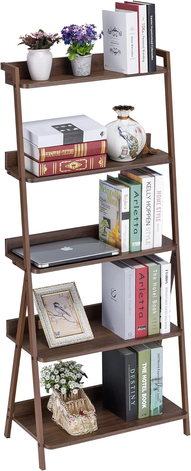 DEILALY 5 Tier Bookshelf Bookcase Bibliothèque Etagère Ladder Shelf