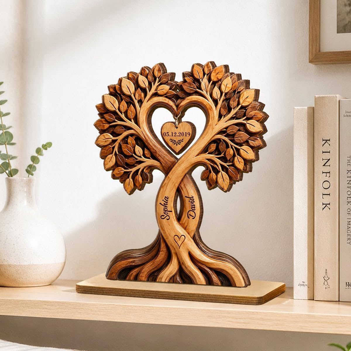 Personalized Tree of Life Heart Wooden Plaque - Custom Couple Name & Date Wooden Sign, Wedding Anniversary for Couples, Gift For Him, Her