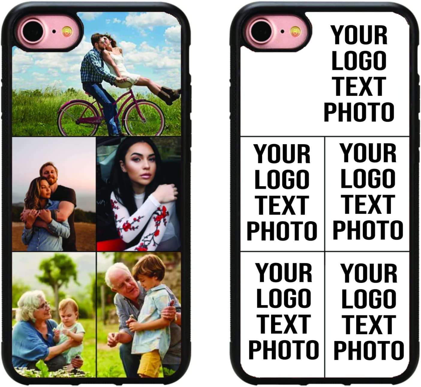 Personalised Phone Case for iPhone 7/8 / SE 2020, Shockproof TPU Bumper back Custom Cover Collage Your Own Photo 2020/7 8, Personalize with Five Image Layout A