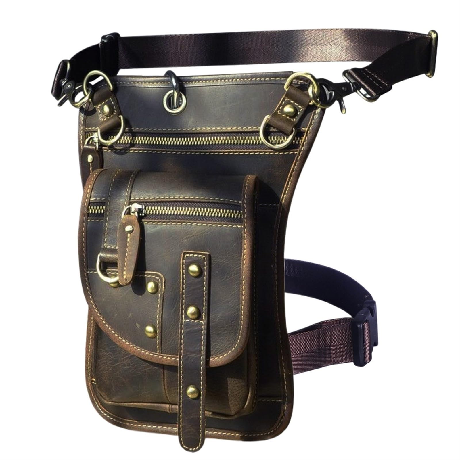 Riñonera de Pierna Riñonera pequeña de Cuero for Hombre, Bolso Tipo Mochila, for Viaje, for Pierna, Tableta para Hombre(Color4)