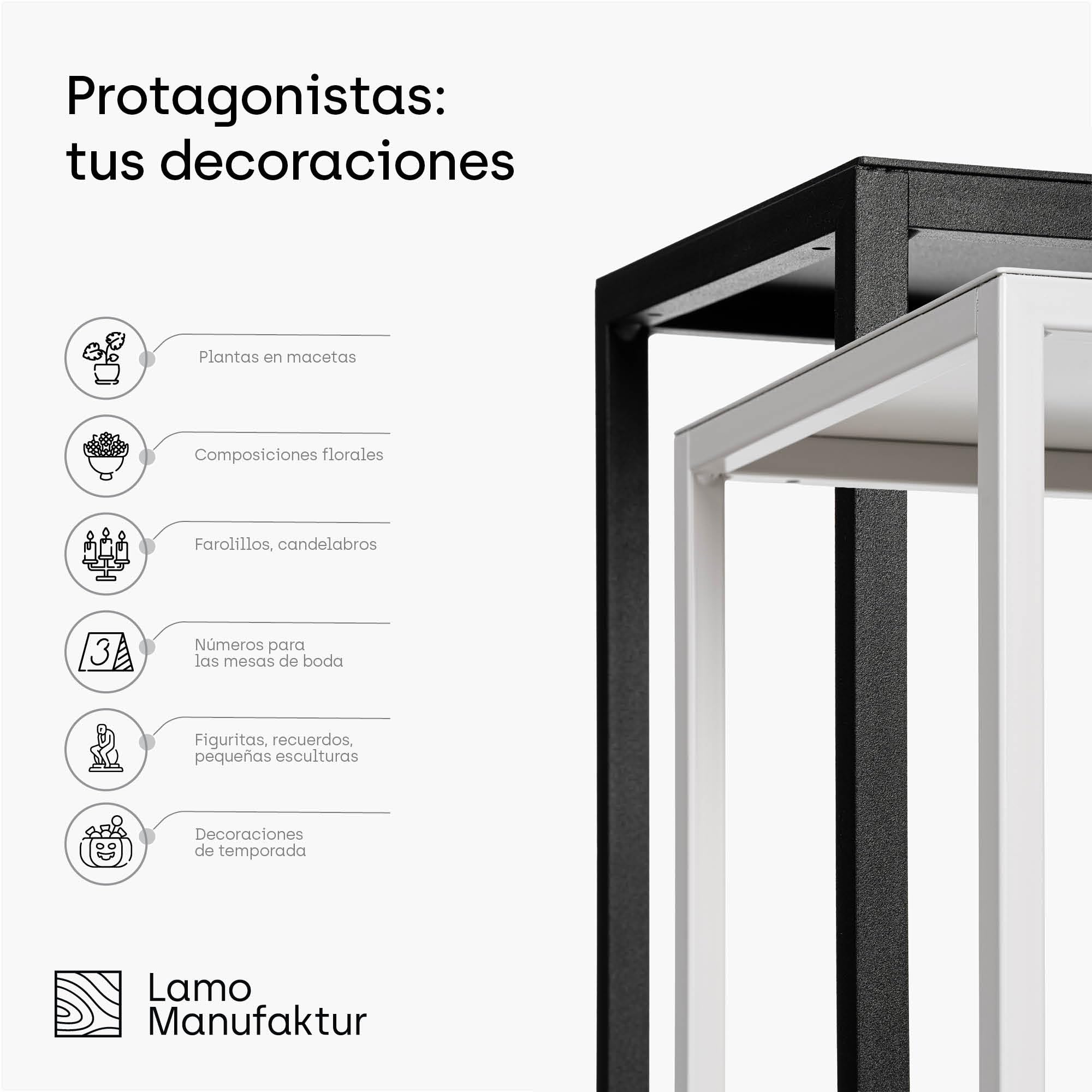LAMO Manufaktur Juego de 3 soportes para plantas 28/48/68 cm - Estantes blancos de metal | Soportes macetas interior, estanterías para plantas | Pedestales decorativos de esculturas, decoración