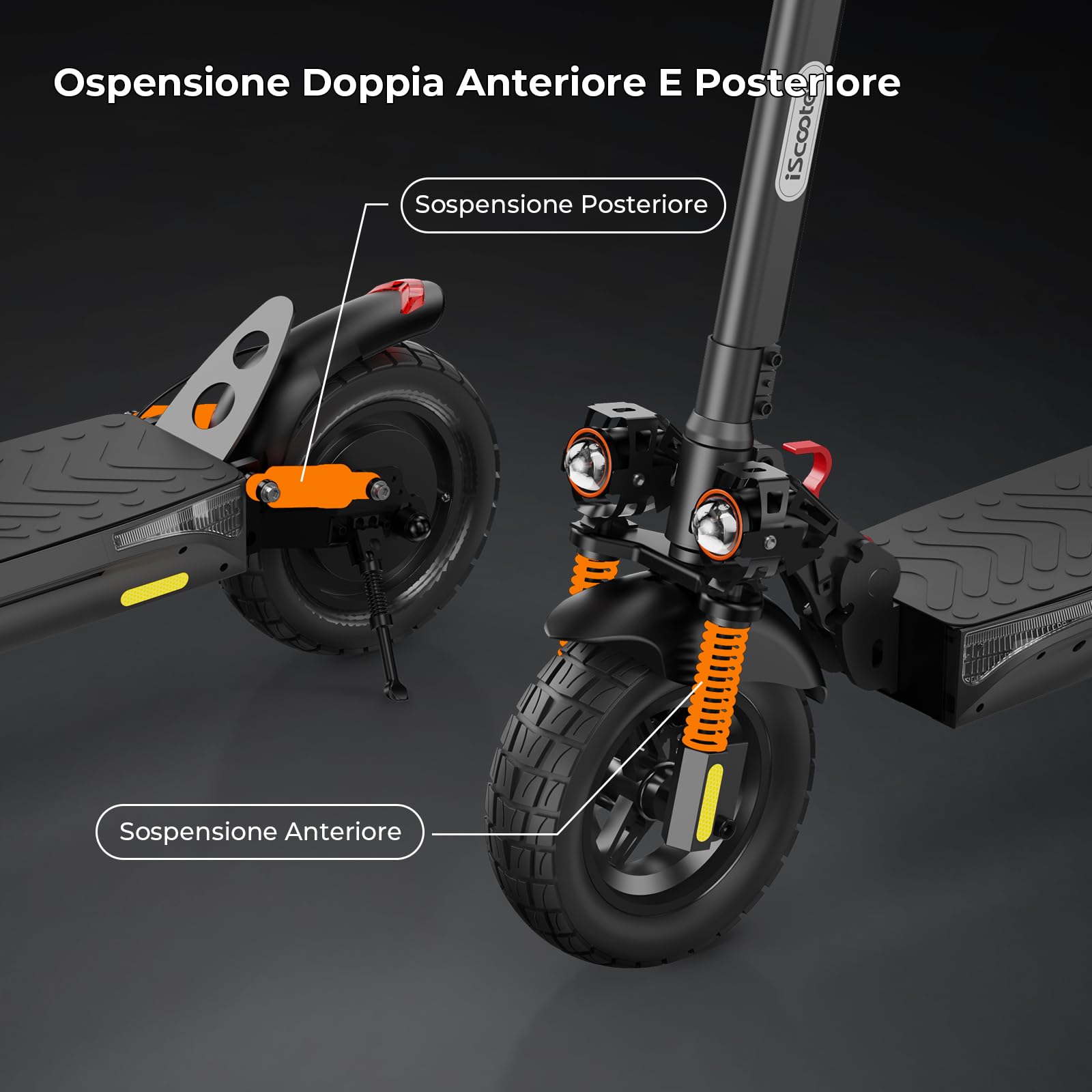 iScooter Ix4 Monopattino Elettrico Adulto, Carico 150 KG, Controllo Tramite App, Pneumatici Fuoristrada Da 10", Monopattino Elettrico Pieghevole Con Quadruplo Assorbimento Degli Urti, Quintuplo Freno