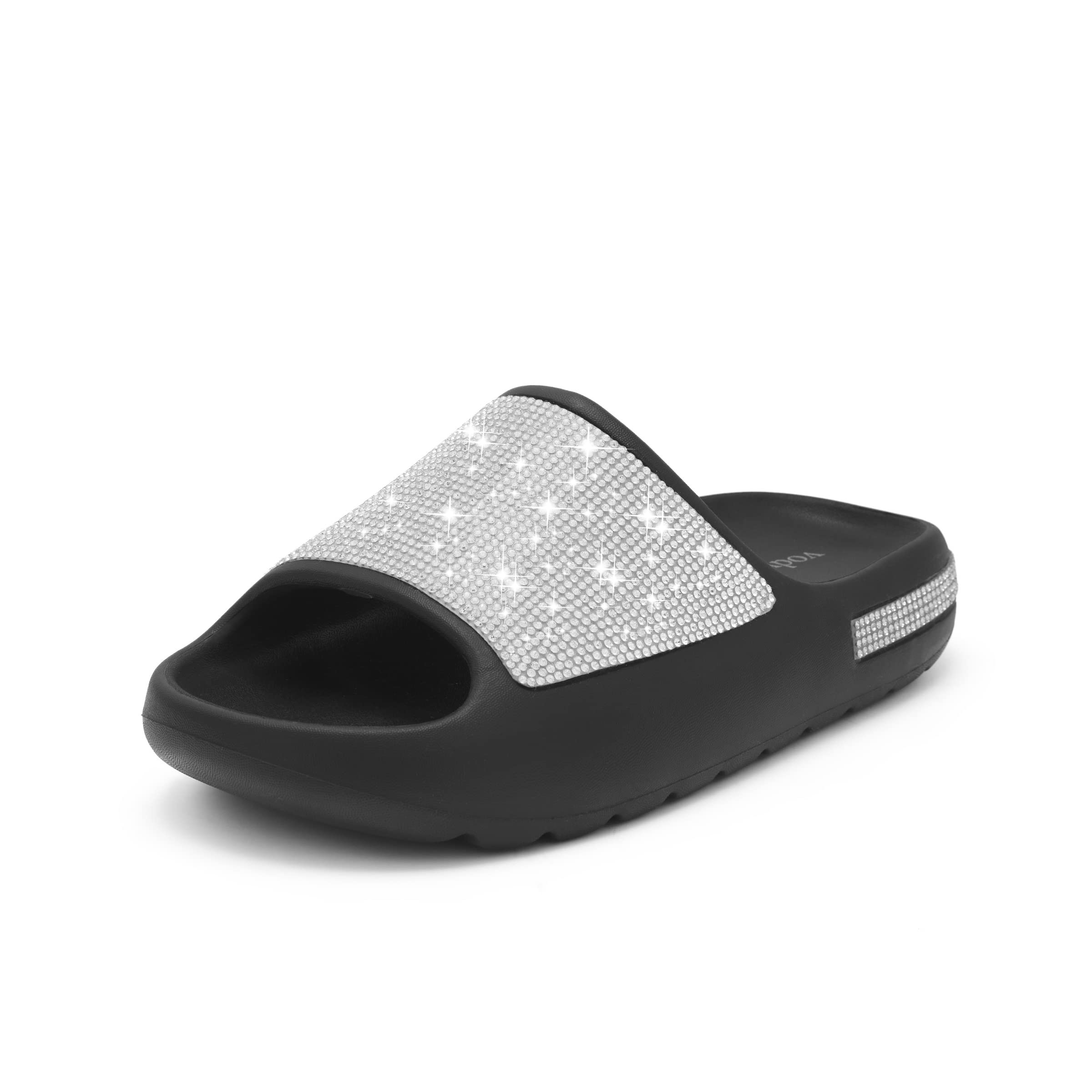 vodvob Women's Glitter Slides Sandals Fashion Rhinestone Cloud Platform