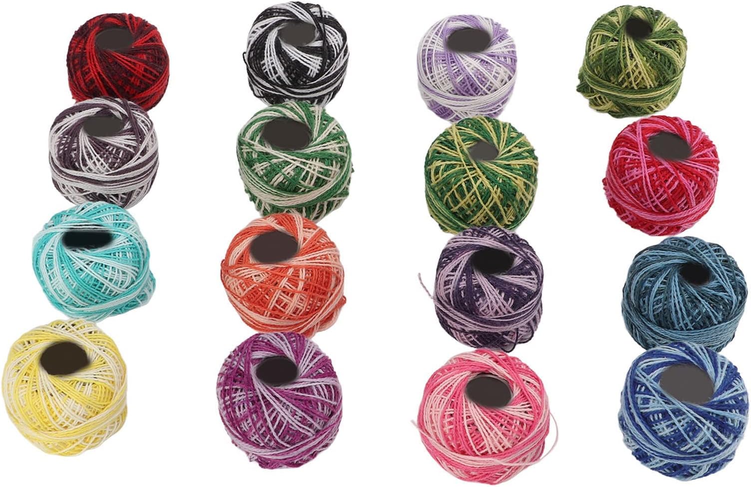 16 Roll Crochet Thread, Cotton Thread Ball Crochet Lace Thread Embroidery Yarn for Home Making DIY Knitting Crochet