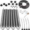 ZS Oil Cooler Kit Transmission Oil Cooler Engine Oil Cooling Aluminum Plate, Fin Oil Cooler AutomaticManual Radiator Converter 8 Rows, Silver