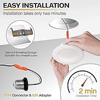 Vista 3 de 12 Pack 4 Inch LED Can Lights Retrofit Recessed Lighting, 5CCT 4 Inch Recessed Downlight Selectable 2700K-6000K Dimmable, 9W 630LM Recessed Lights