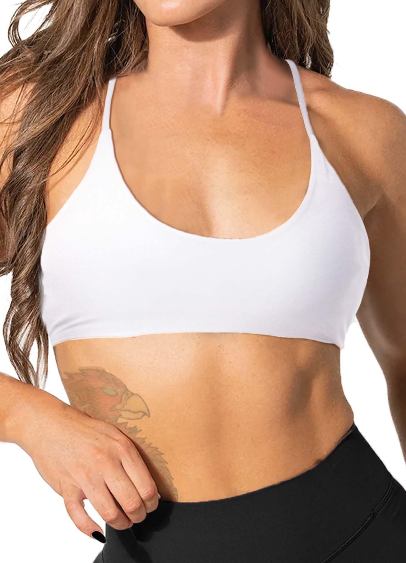 TZLDN Biustonosz sportowy bez pleców, damski usztywniany gorset ze skrzyżowanym tyłem, biustonosz do jogi, biustonosz push-up, krótki top sportowy, bez fiszbin