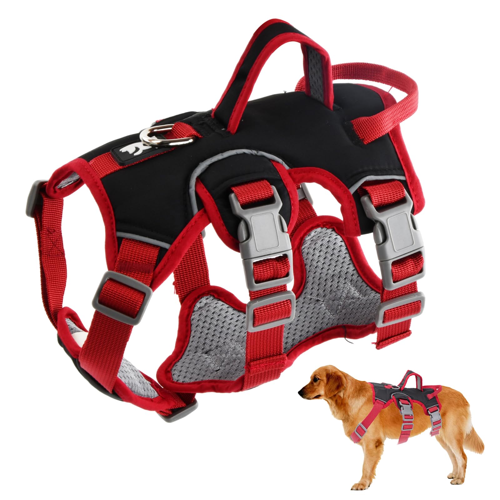 Wisebom Mehrzweck-hundegeschirr, Ausbruchsicheres Anti Zug Hundegeschirr, Anti Zug Geschirr Hund Sicherheitsgeschirr, Hundegeschirr Kleine Hunde für Kleine Mittelgroße Hunde (Schwarz, S)