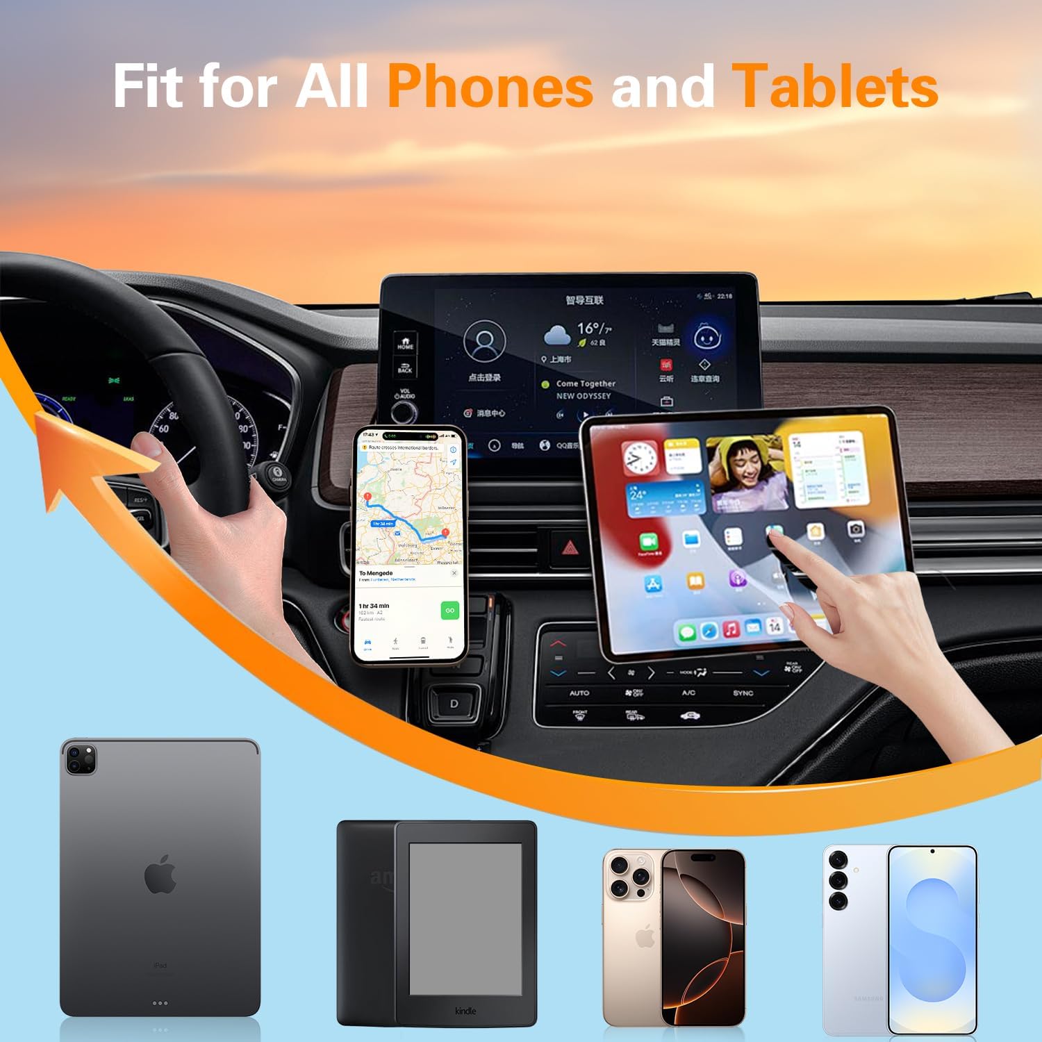 Magnetic Car Mount Air Vent Cell Phone Holder, Universal Vehicle Dash Dashboard Ac Airvent Cellphone Magic Stand with Clip Hook, for iPhone 16 15 Samsung Lenovo Google etc - Image 2