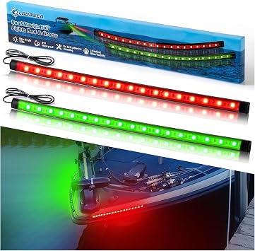 Boat Navigation Lights LED, Red and Green Boat Lights LED Waterproof, Marine Navigation Bow Light for Night Fishing, Boating, Navigating, Lighting, Fits for Pontoon, Bass & Jon Boats, Yacht