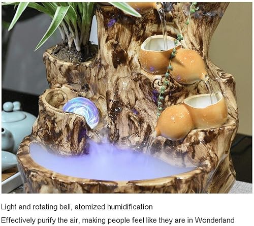 Miniatura 4 de Fuente de agua de mesa para decoración de interiores, fuente de cerámica de montaña, cascada de cinco pisos, fuente de escritorio, agua circulante,