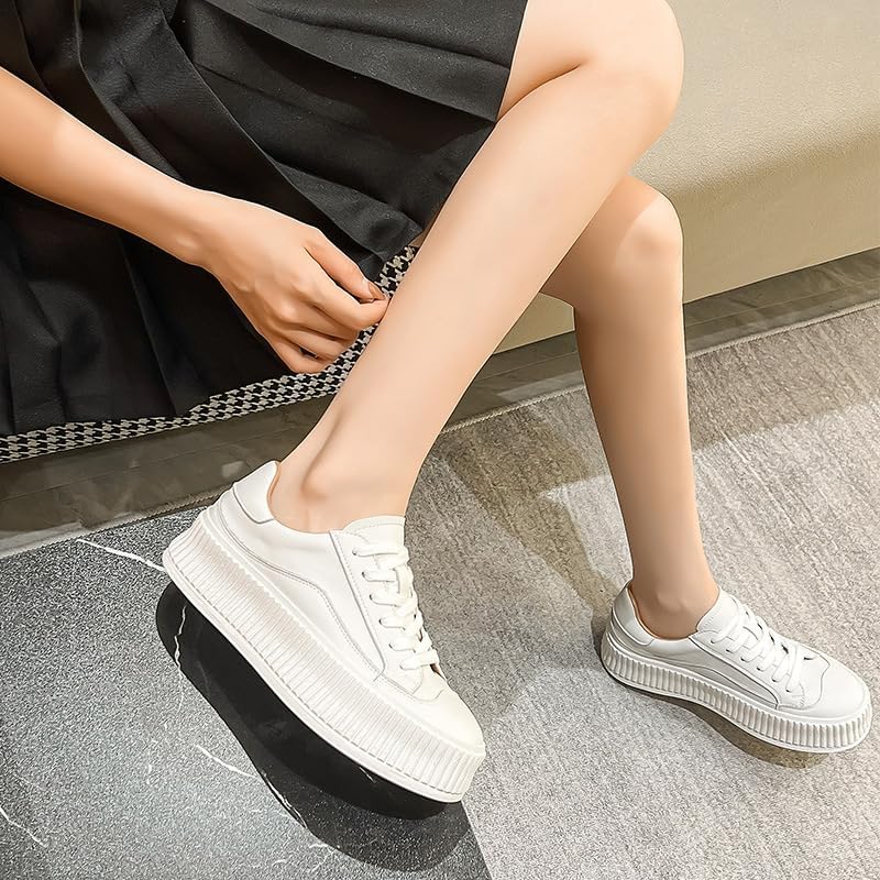 [MsiDtsoy] レディース 厚底スニーカー インヒール 小白靴 ソフトレザー カジュアルシューズ おしゃれ [並行輸入品]