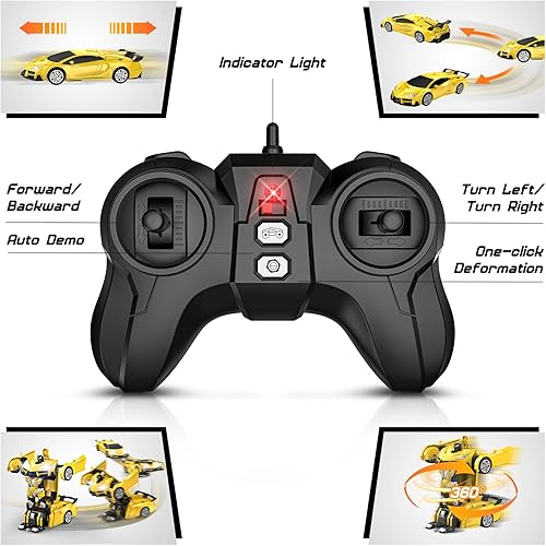 Miniatura 6 de Auto de control remoto Transform para niños de 3 a 5 6 a 8 años, autos de juguete transformables con un solo botón, 2.4 GHz, giro de 360°, escala