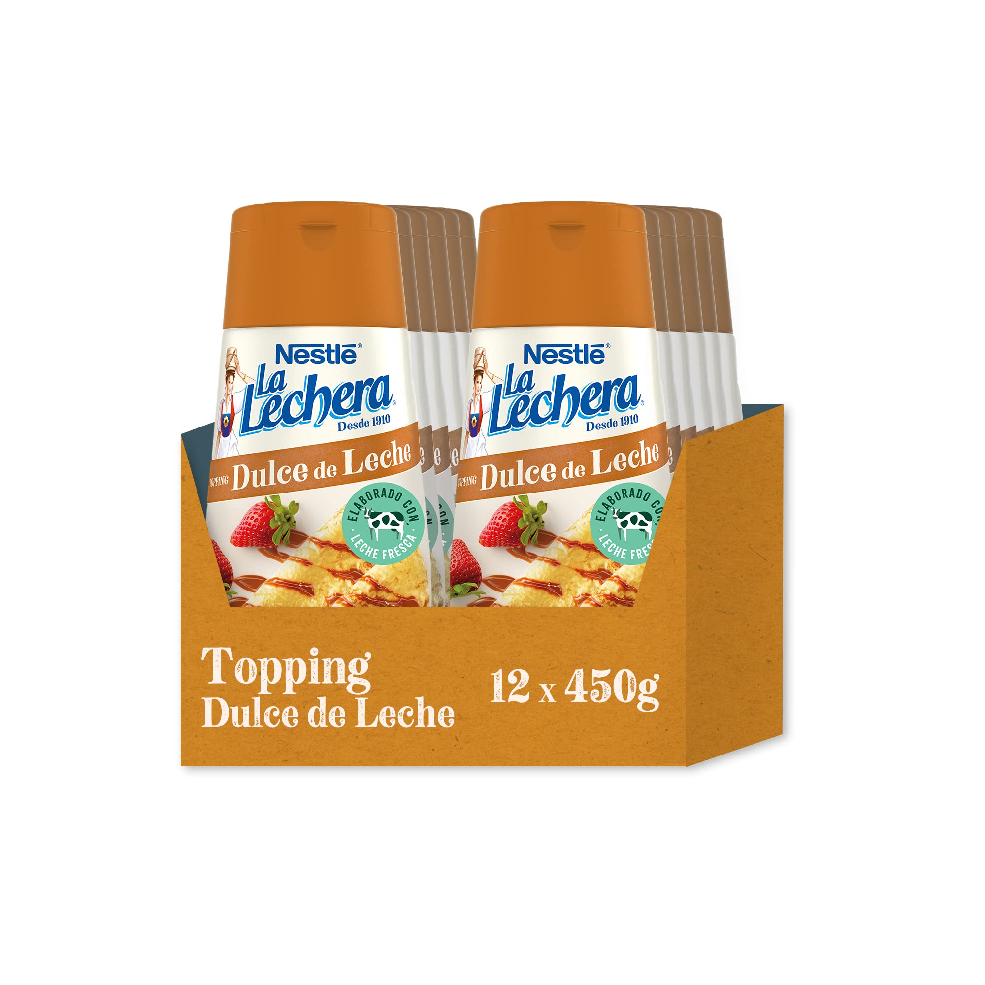 Nestlé La Lechera Dulce de Leche Leche Condensada Botella Sirve Fácil 12 x 450 g