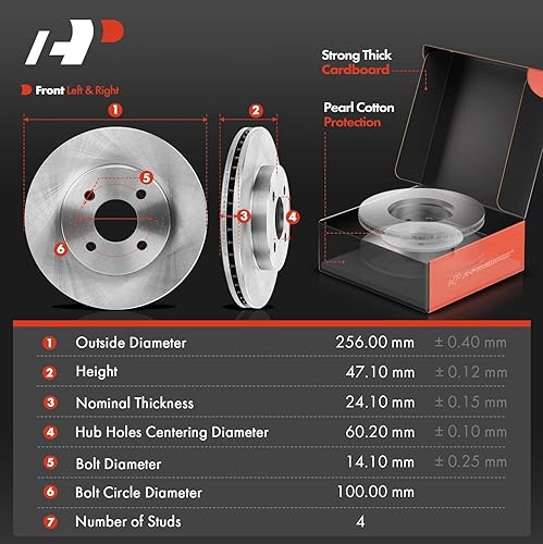 Miniatura 2 de A-Premium Kit de rotores de freno de disco ventilados delanteros de 10.08 pulgadas (10.079 in) + pastillas de cerámica compatible con modelos Chevy,
