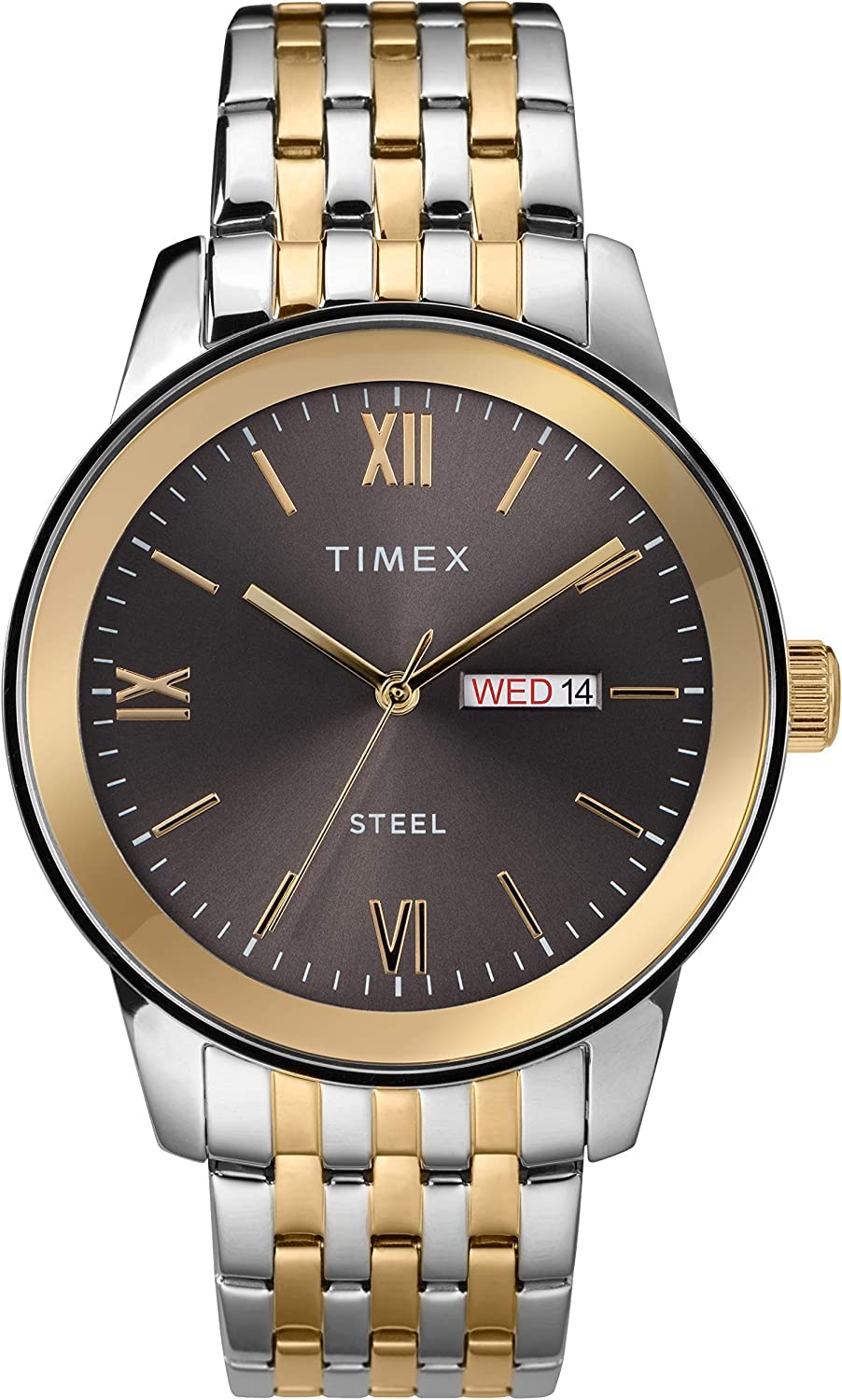 Timex Classic 41 mm Men's Stainless Steel Bracelet Watch, Two Tone, 41 mm, Dress Watch