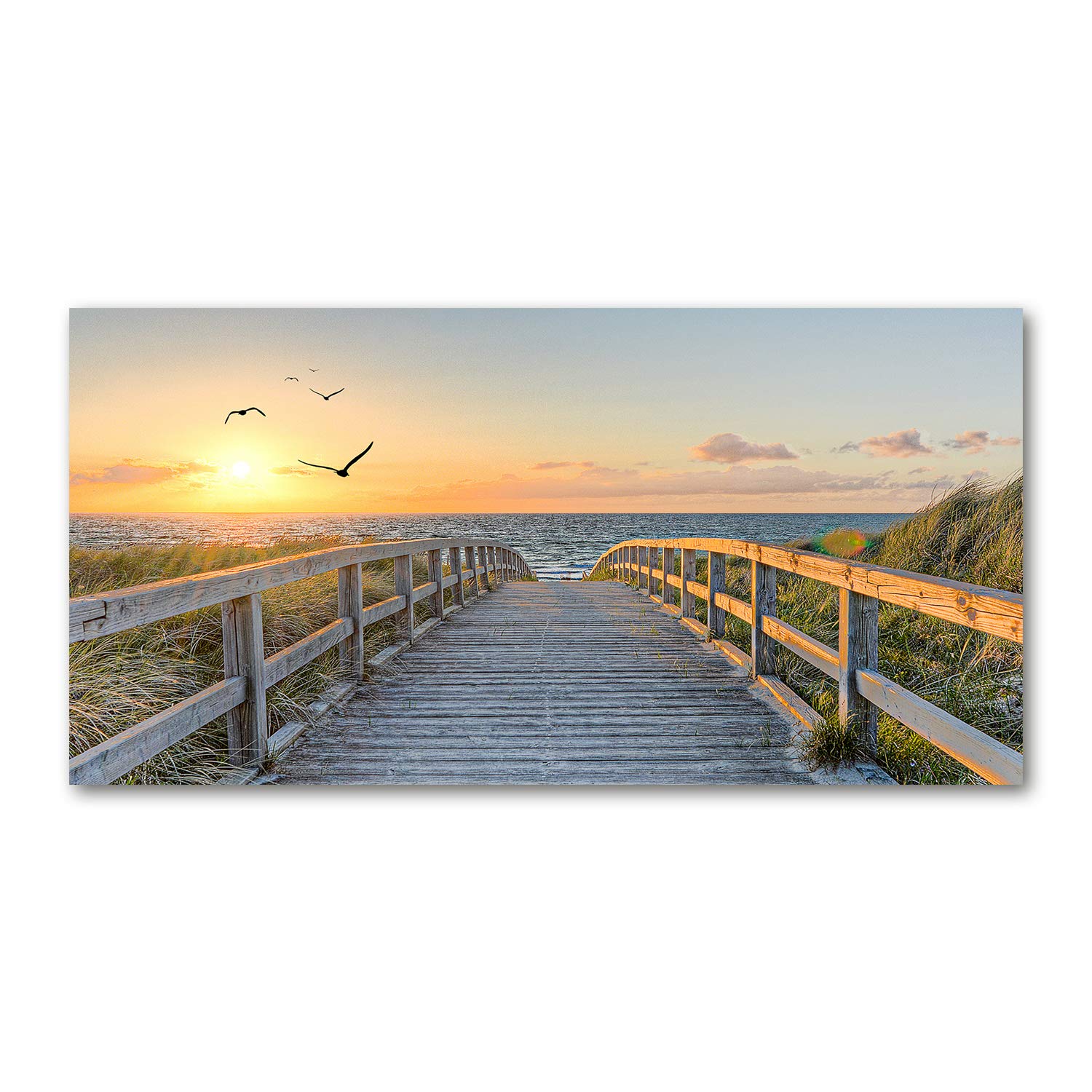 Art image verre plastique 140x70cm tableau acrylique beige plage