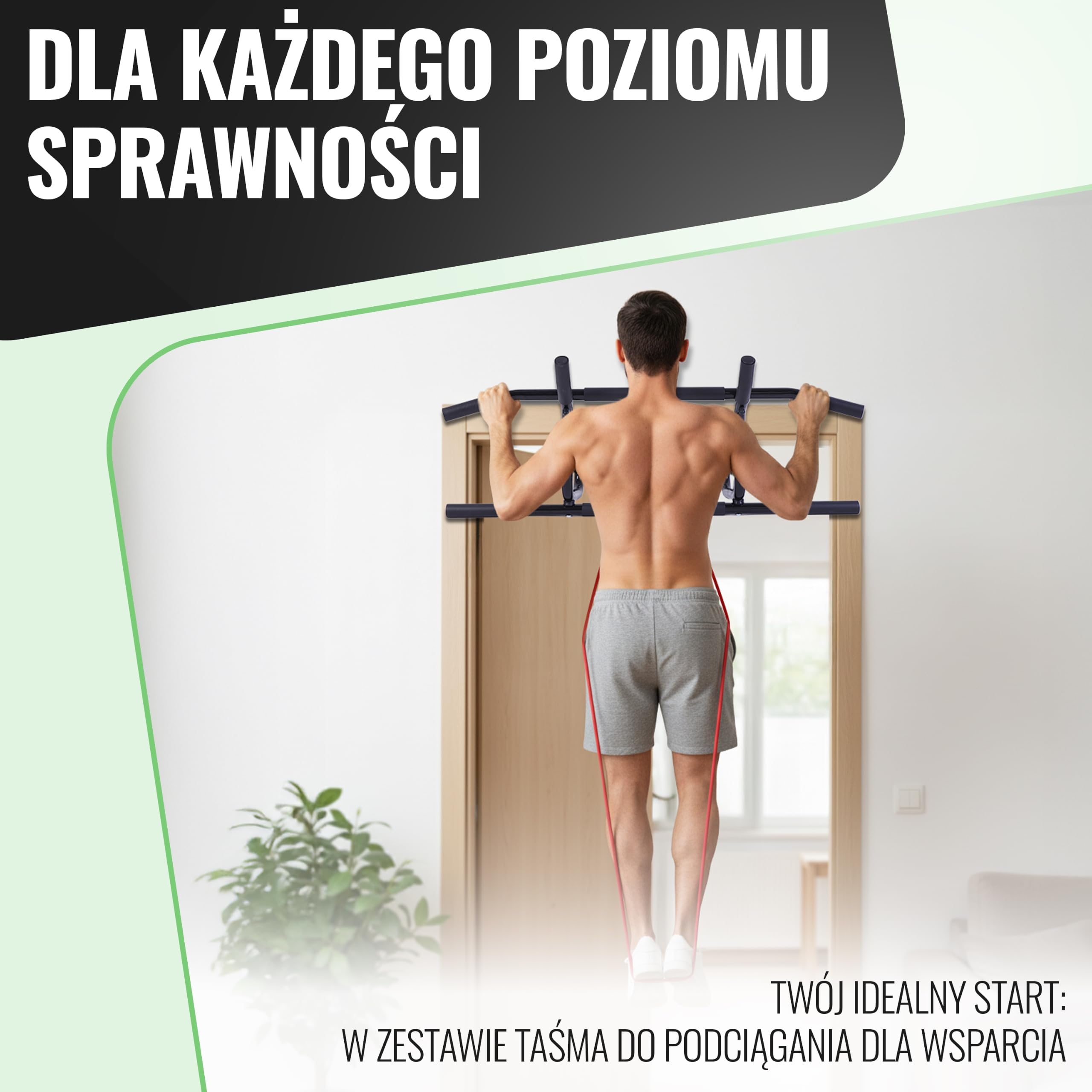 AthleticPro Sbarra per Trazioni da Porta senza Forare – Pull Up Bar Rialzata fino a 140 kg – 4 Impugnature Antiscivolo, Protezione Telaio fino a 90 cm – Include Banda Elastica per Home Workout