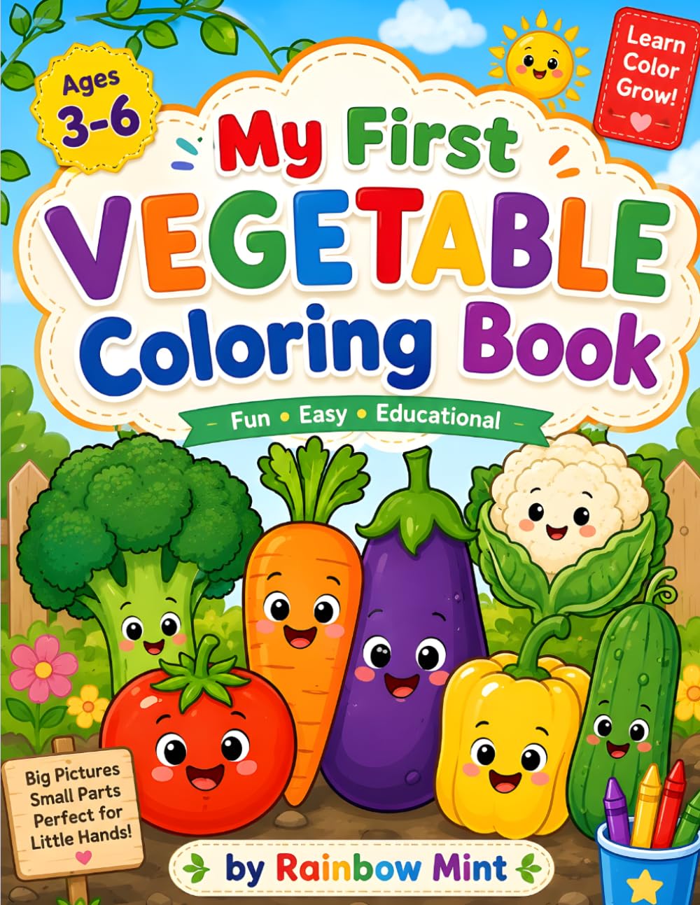 My First Vegetable Coloring Book: Easy Coloring Activities to Learn Vegetables While Having Fun