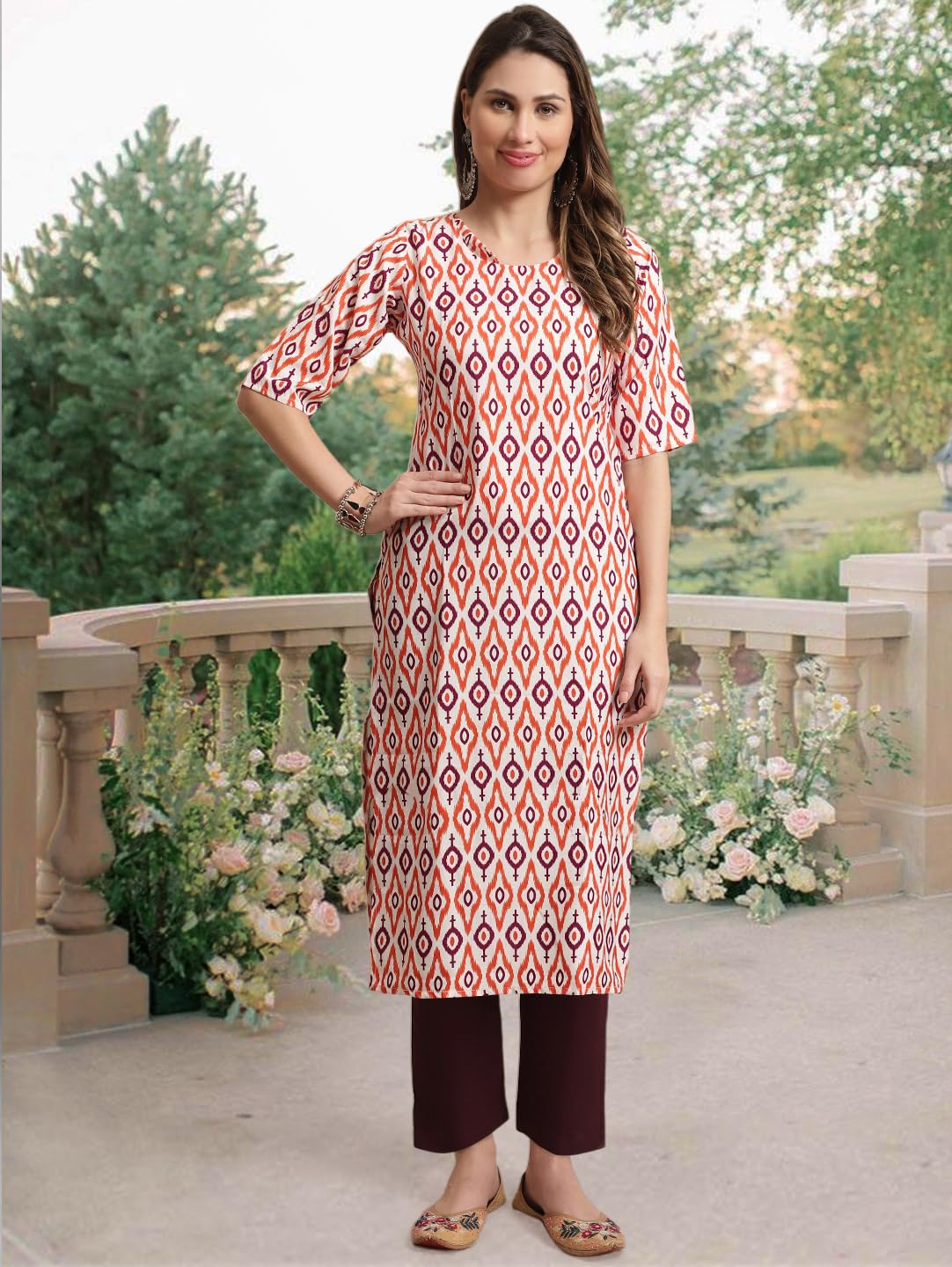 Tee Projekt Crepe Printed Kurti & Pant Set For Women Ethnic Wear Casual Wear Kurta Set