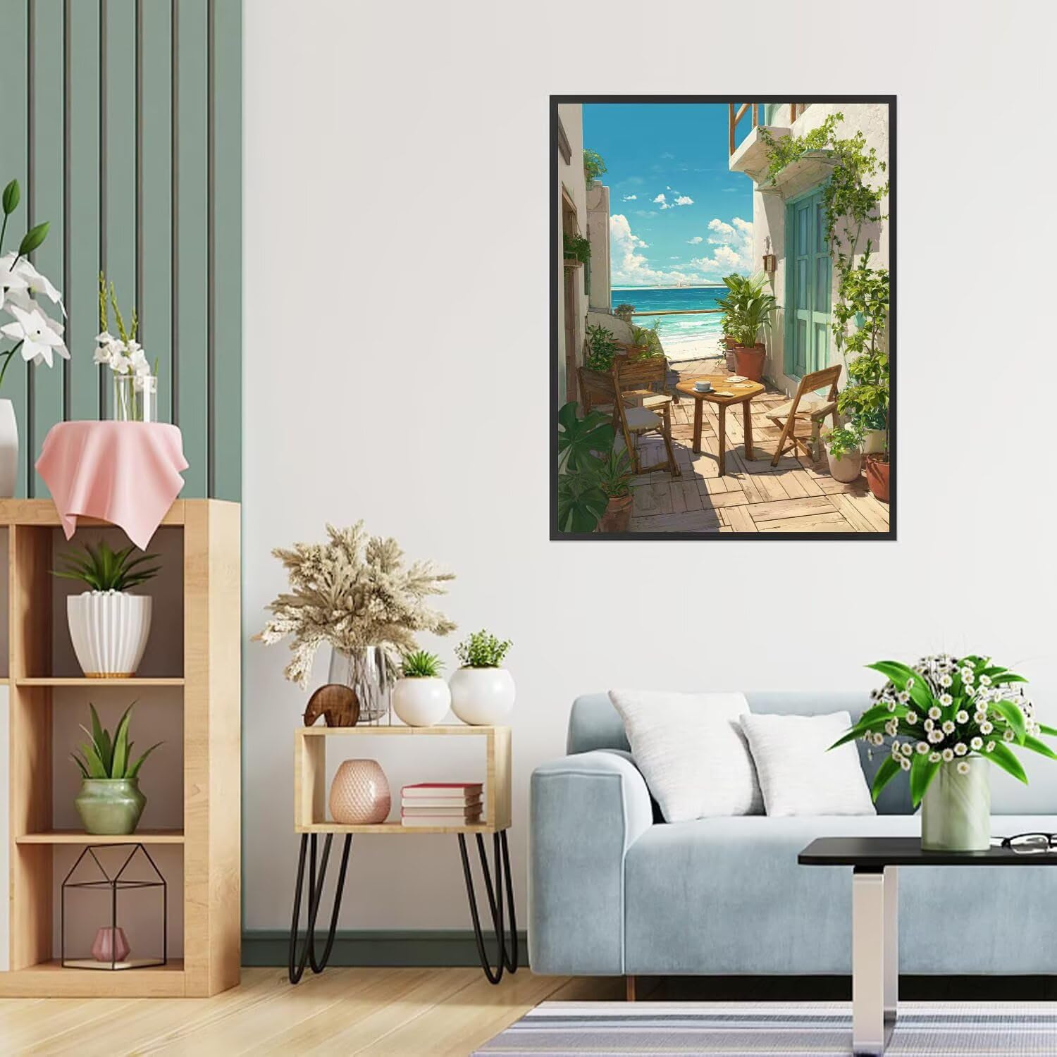 Dipingere con i Numeri Adulti balcone, mare Dipingere con i Numeri Bambini DIY Kit, Set Premium con Pennelli, Decorazione Casa & Creativo Regalo di Compleanno, Attività di Tempo libero 70x95cm z-461