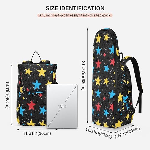 Miniatura 3 de Bolsa de pelota de raqueta de tenis, bonita y resistente con estrellas brillantes, práctica, dibujada, 2 raquetas, bolsa de gimnasio para mujeres y