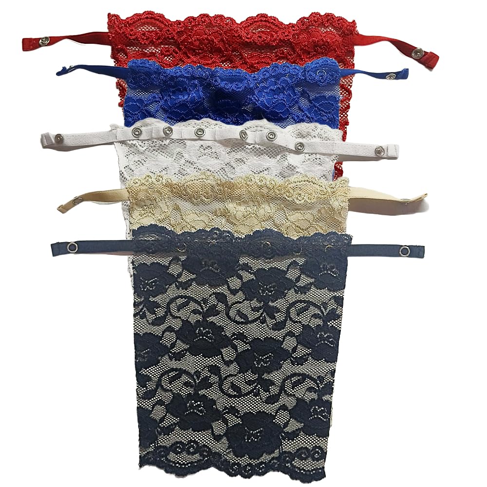 Women's Cotton Clip on Mock Lace Cami Secret Net Camisole Deep Neck Cover Up Inner Slip Free Size Pack of 5pc-image-2