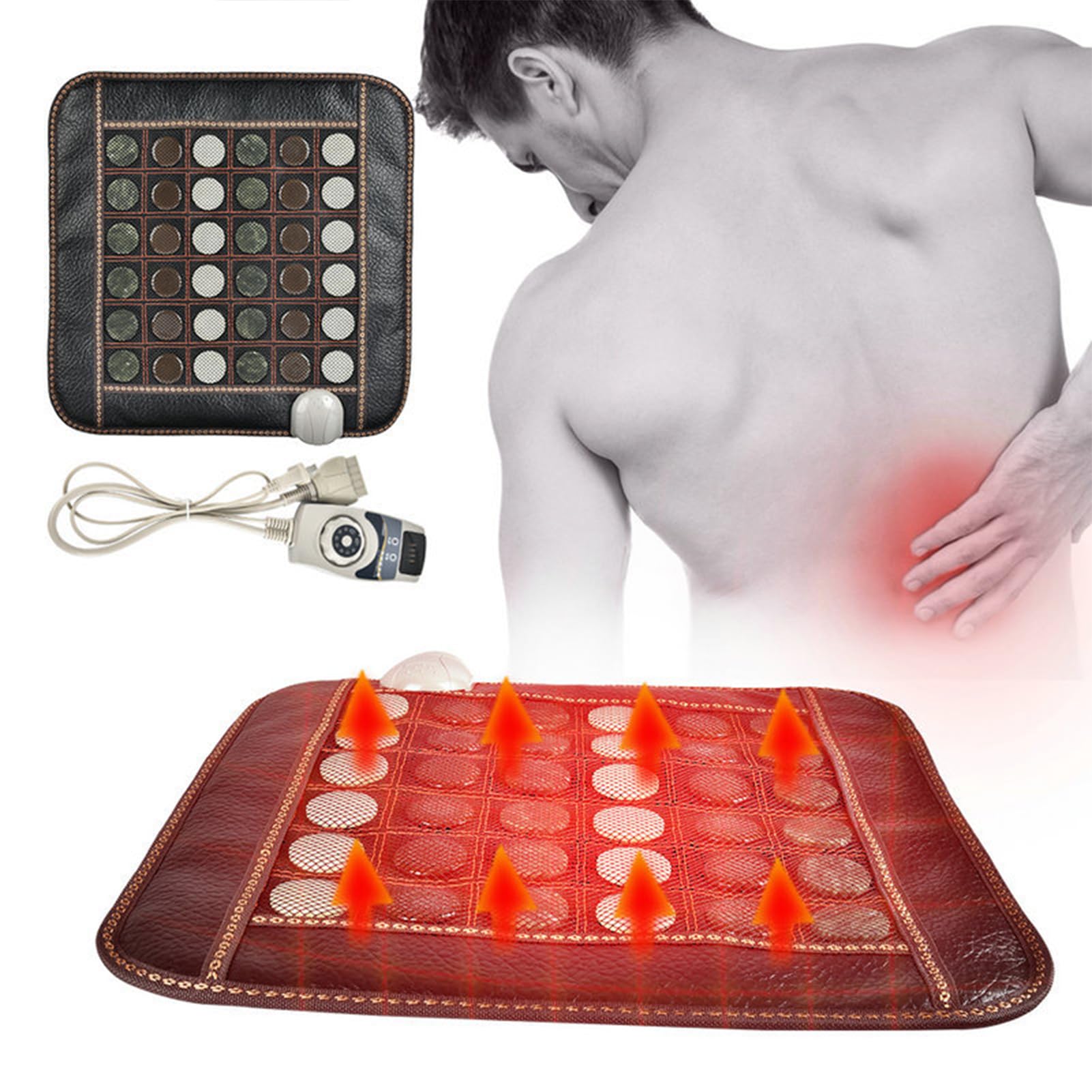 Cuscino Riscaldante a Infrarossi Lontani in Giada, Cuscino Termico Elettrico per Alleviare Il Mal di Schiena E I Crampi, Terapia Calda a Infrarossi per Sciatica, Artrite, Temperatura Regolabile