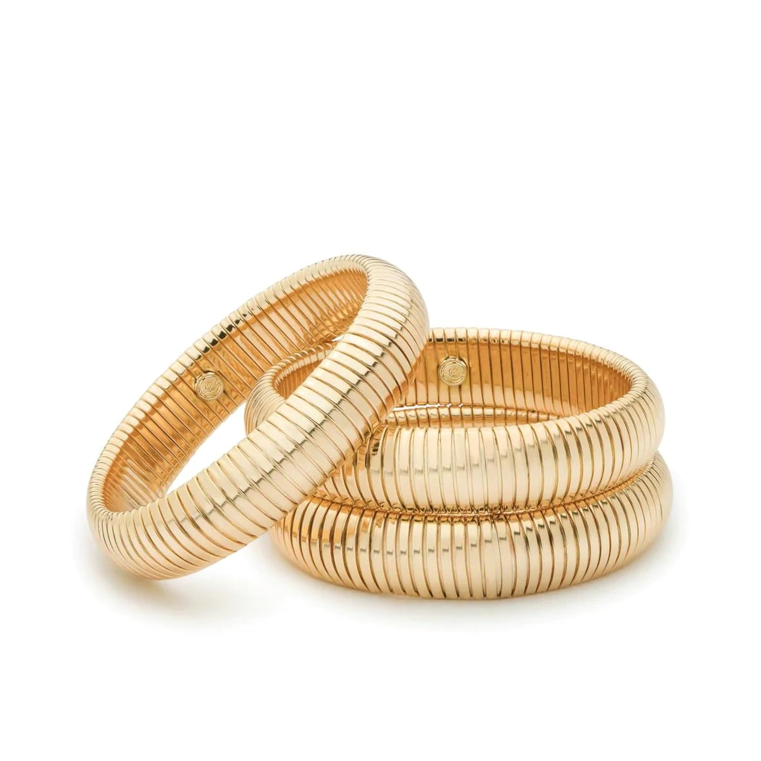 Ettika Flex Snake Chain Stretch Bangles Chunky Gold Bracelets Gold Bangle Bracelets For Women Set of 3Pcs Gold