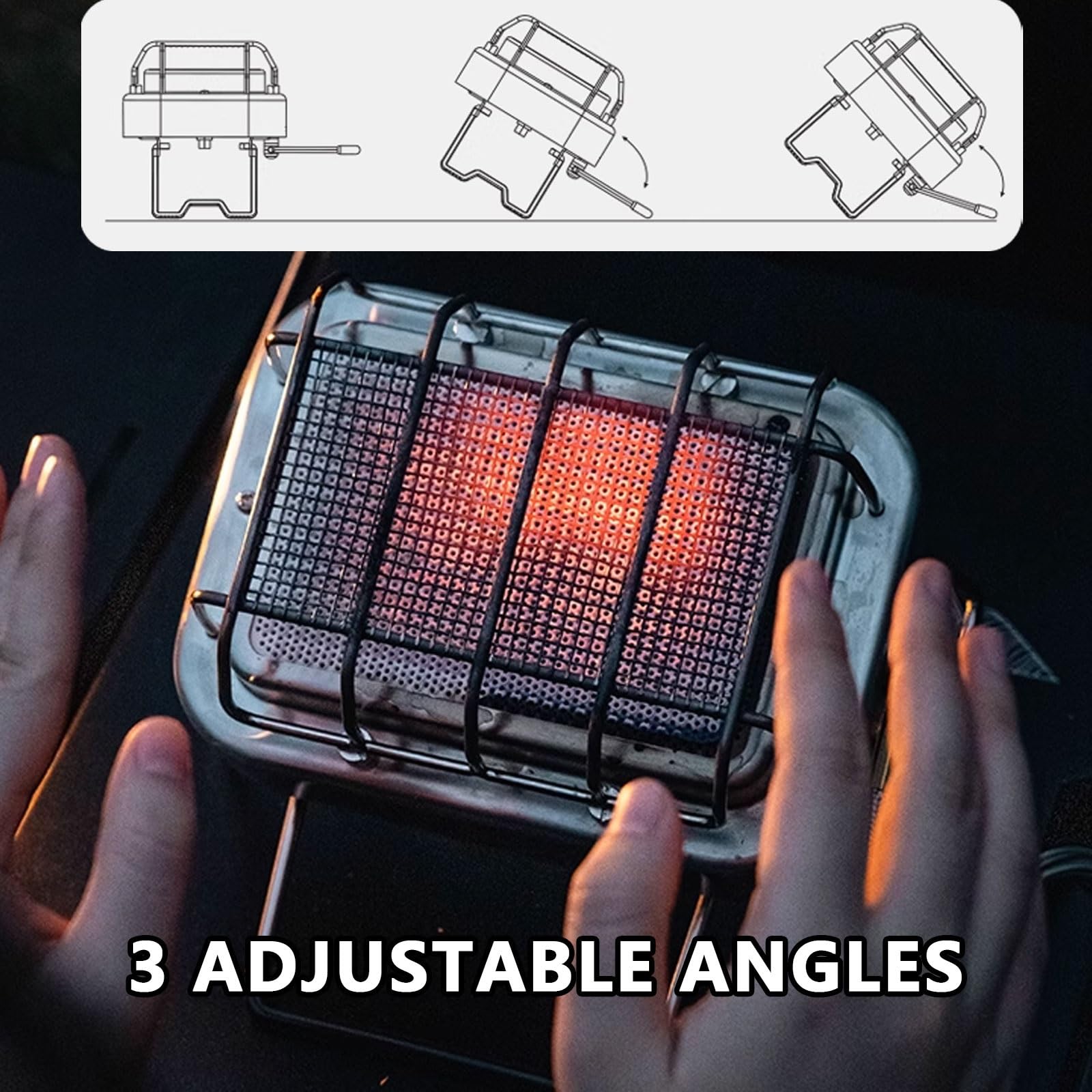 Stufa da patio per esterni, 2200 W, in acciaio inox, con angoli regolabili e supporto pieghevole, griglia rimovibile per interni ed esterni