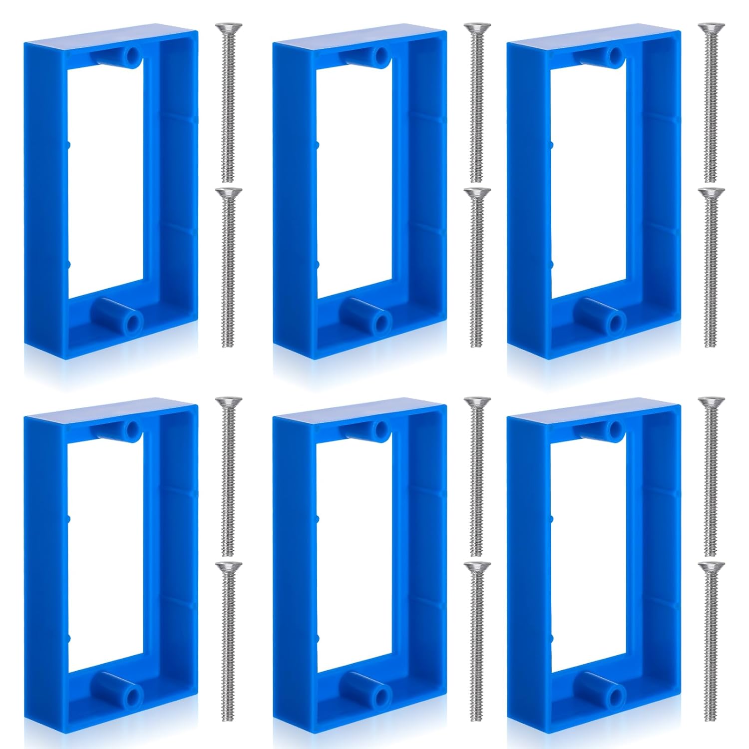 6Pcs 1/2" Single Gang Outlet Box Extender Electrical Box Extender with 20Pcs Screws, Receptacle Extender 1 Gang Electrical Box for Electrical Box and Electrical Outlet Switches(Blue)