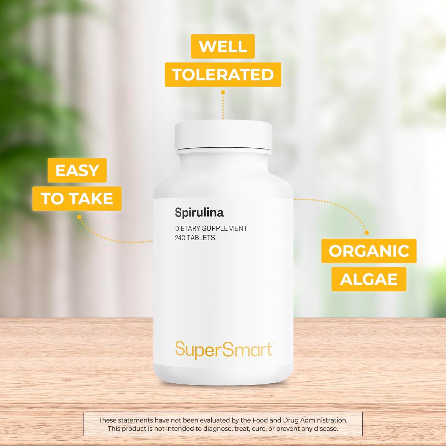 Supersmart - Spirulina 4000mg per Day (Easy-to-Take) - Blue Green Algae - Natural Vegan Friendly Superfood | Non-GMO & Gluten Free - 240 Tablets - Image 3