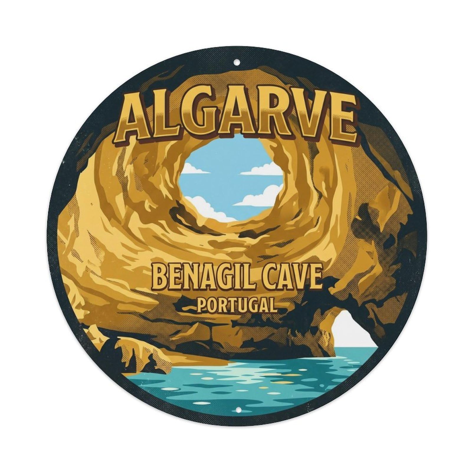 Olhnbad 08X08inch Style Cultural Portugal Algarve Coast Island Travel Art Metal Tin Sign