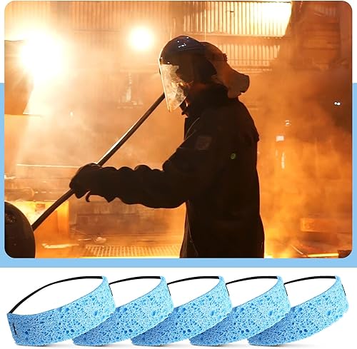 Miniatura 5 de Pasimy 40 unidades de banda de sudor reutilizables para hombres y mujeres, para trabajo, casco deportivo, tamaño 8.7 x 1.6 x 0.12 pulgadas